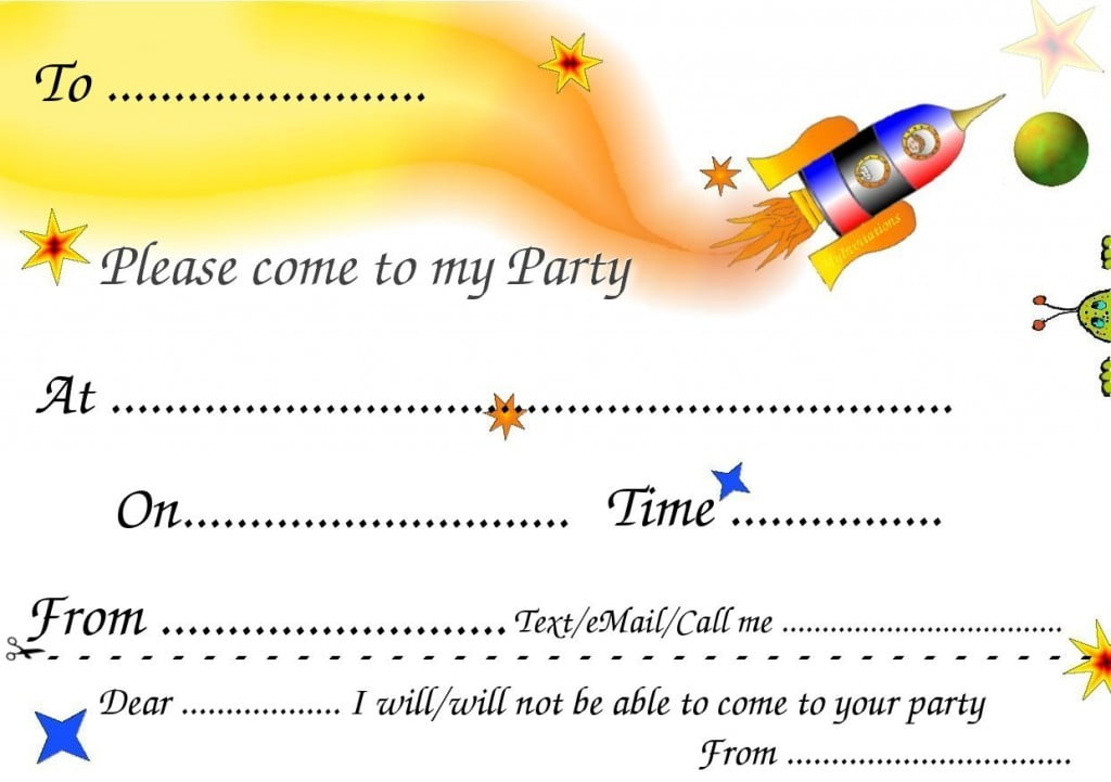 Space Free Birthday Party Invitations