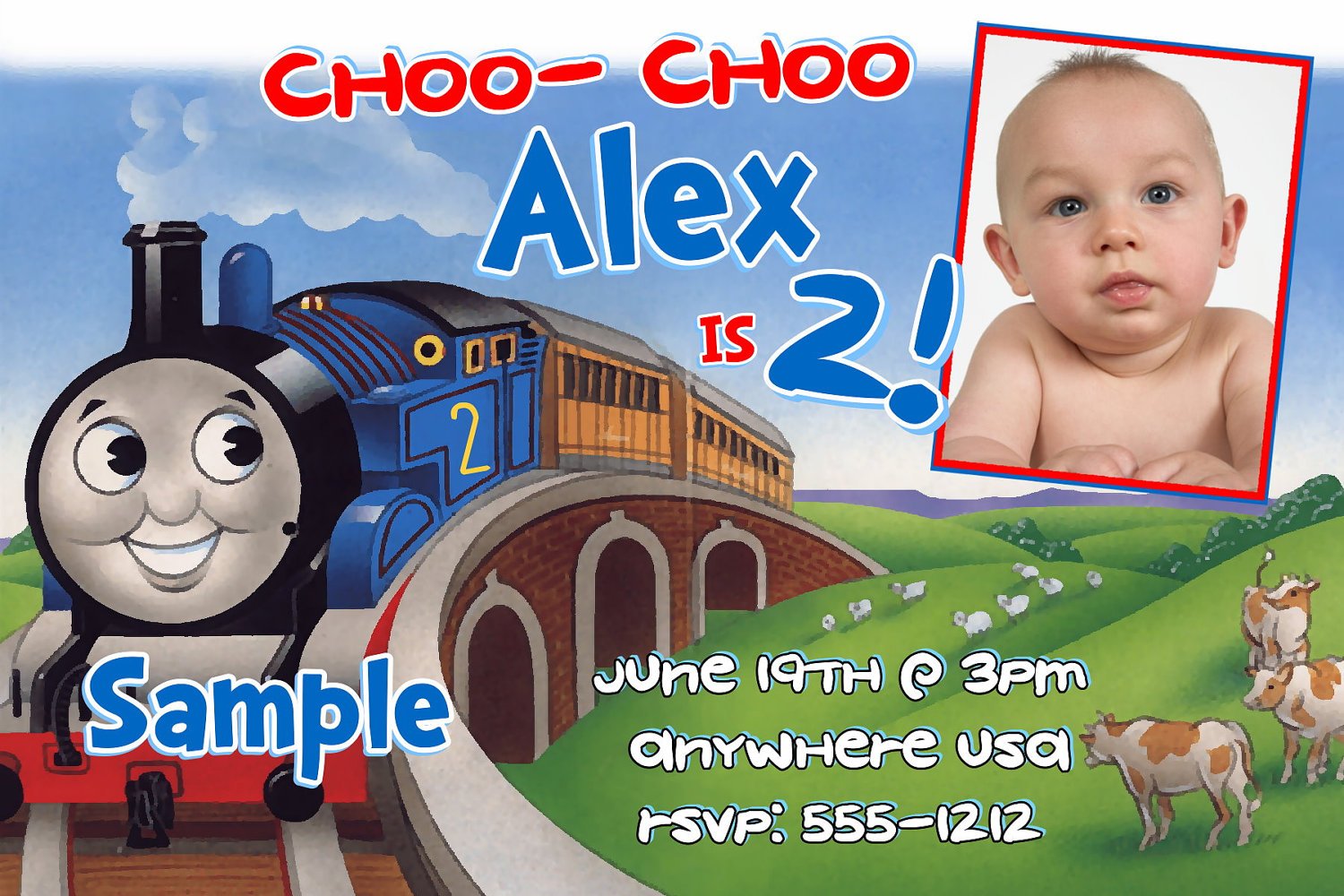 Village Thomas The Train FREE Printable Birthday Invitation Templates