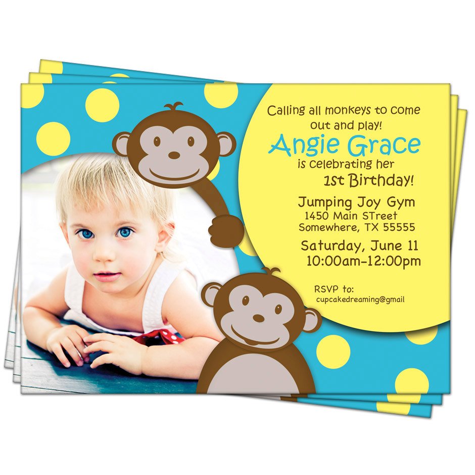 Yellow and Blue Monkey – FREE Printable Birthday Invitation ... Yellow and Blue Monkey – FREE Printable Birthday Invitation ...