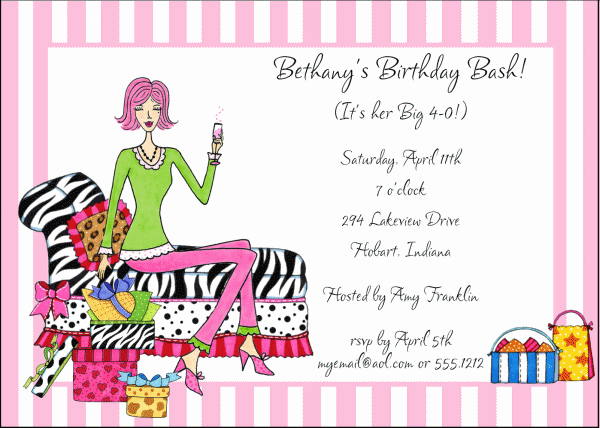 40th girls birthday invitations