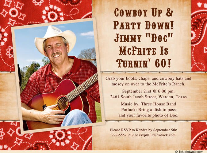 Adult Cowboy Birthday Invitation