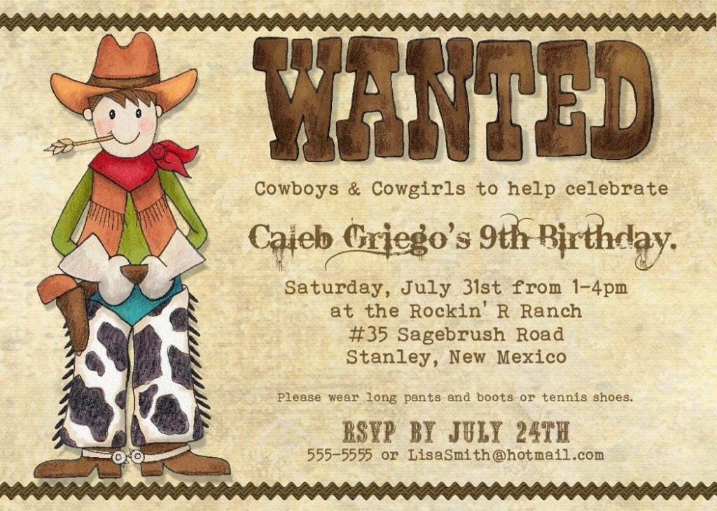 Cartoon Cowboy Birthday Invitation