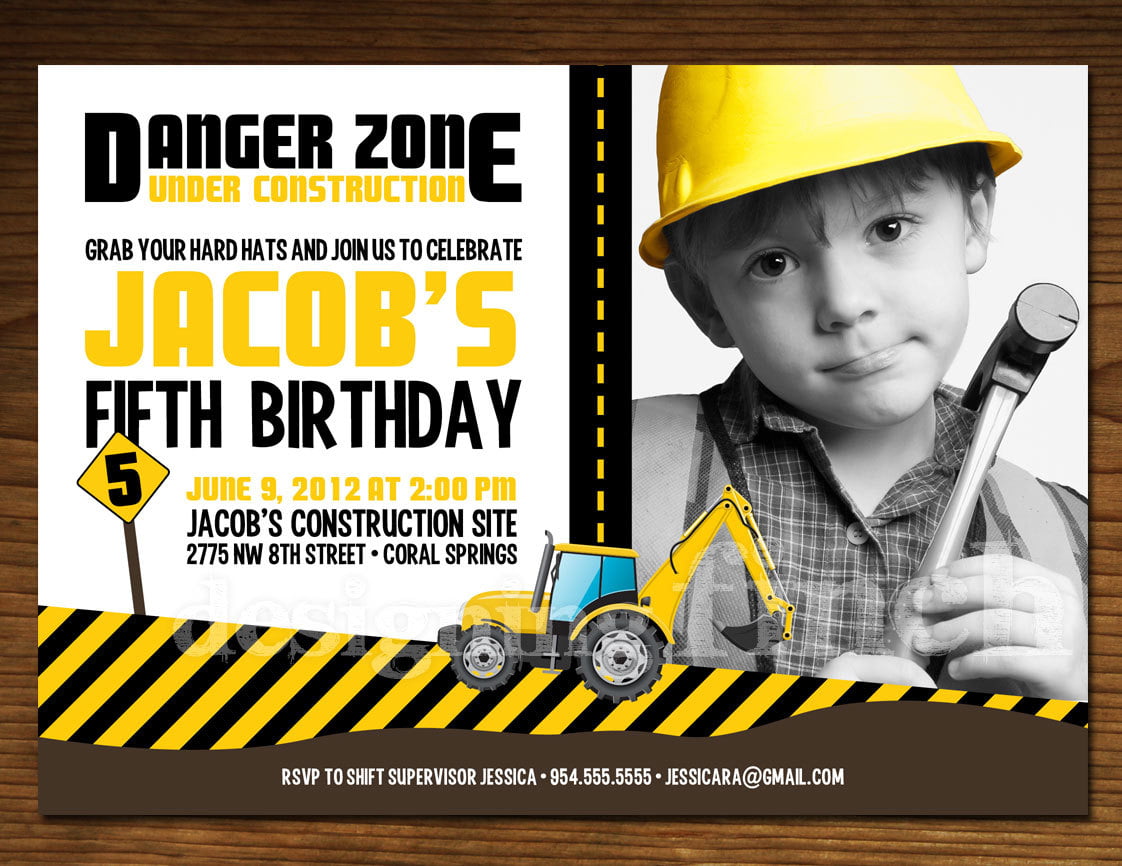 Hard Hat Construction – FREE Printable Birthday Invitation Templates – Bagvania