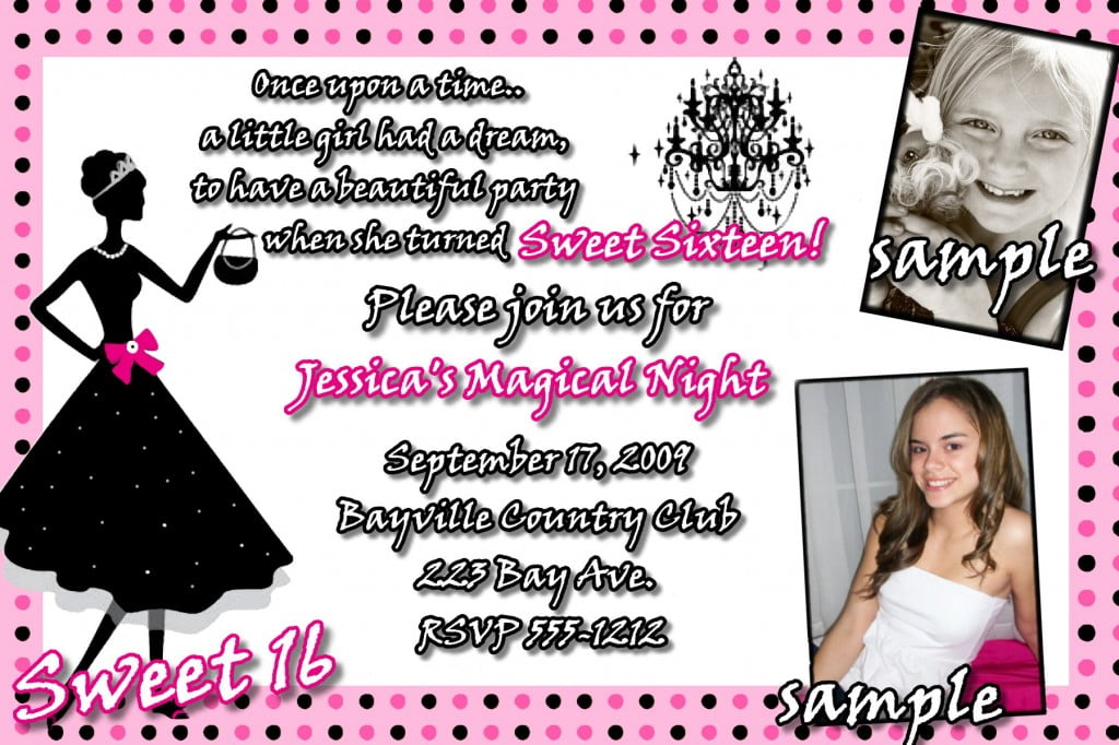 Now and Then Sweet 16 Birthday Invitations