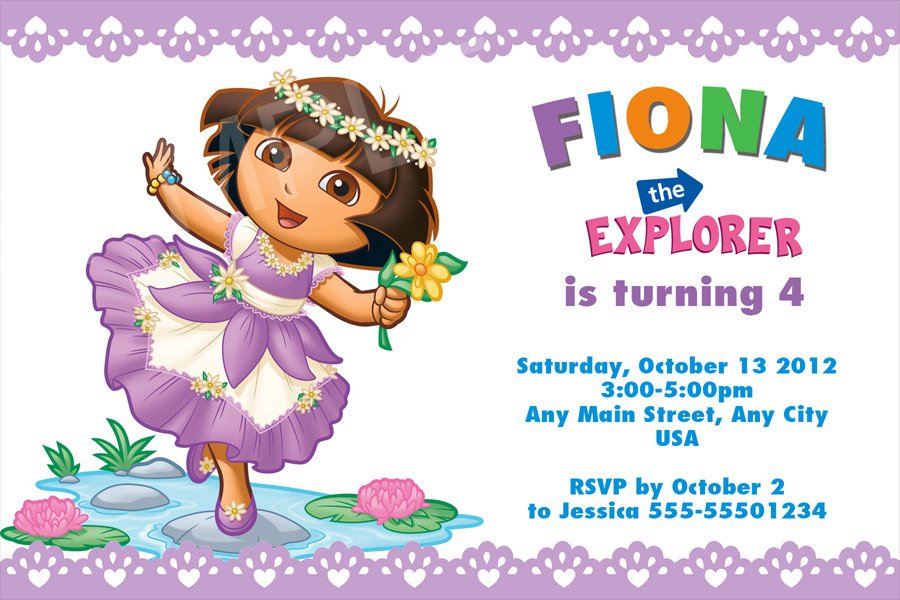 Princess Dora Birthday Invitations Ideas