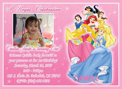 Disney Princess First Bday Invitations 10