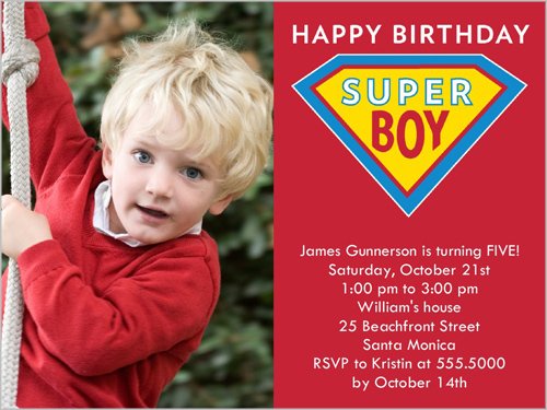 Super boys birthday invitations