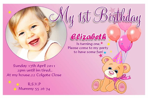 Teddy Bear 1st Birthday Invitations For Girl