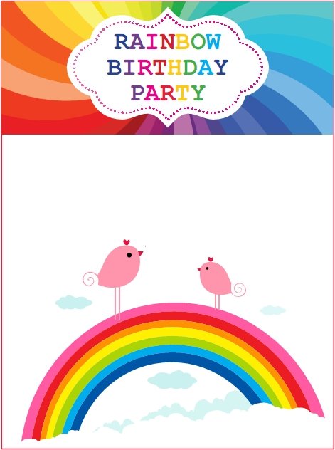 Free Printable Rainbow Invitations Birthday 1