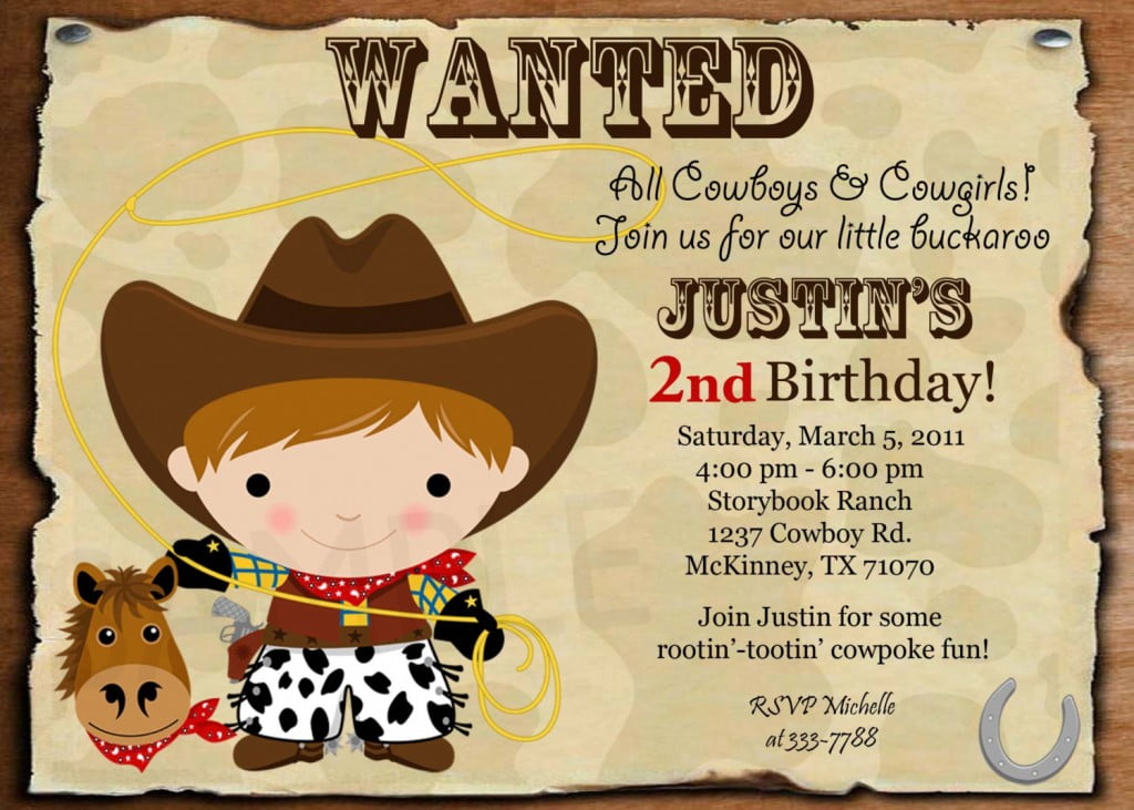 Wanted Cowboy Birthday Invitation