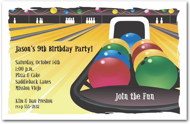 Bowling Birthday Invitation Templates