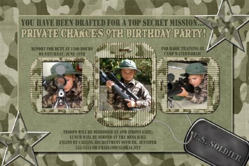 camo birthday invitations wording