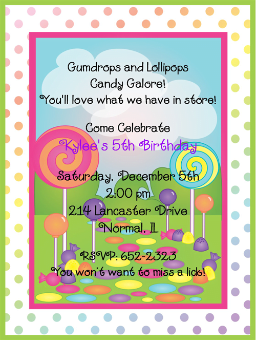candyland 5th birthday invitations