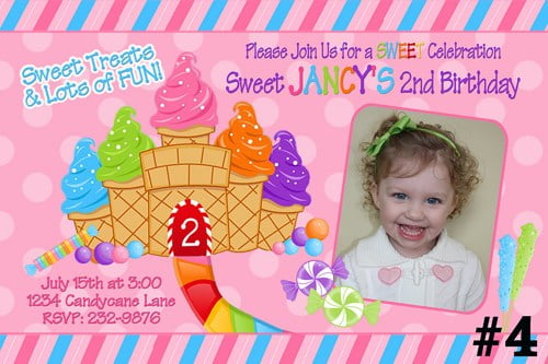 candyland birthday invitations with photo