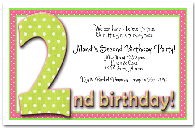 2nd Birthday Invitation Wording Ideas - Bagvania FREE Printable ...