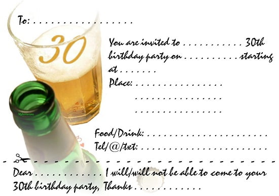30th birthday party invitations free printable