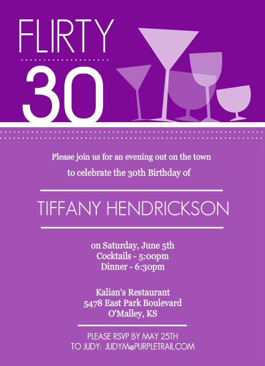 30th purple birthday invitations