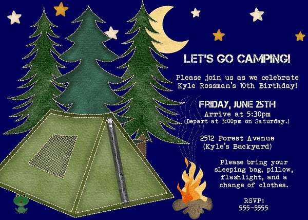Campout Birthday Party Invitations Ideas FREE Printable Birthday campout-birthday-party-invitations-ideas-free-printable-birthday