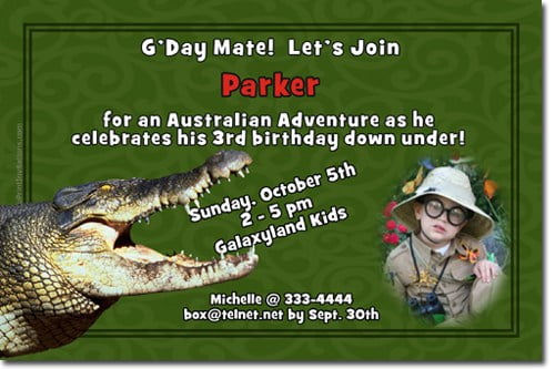 Custom photo alligator birthday invitations