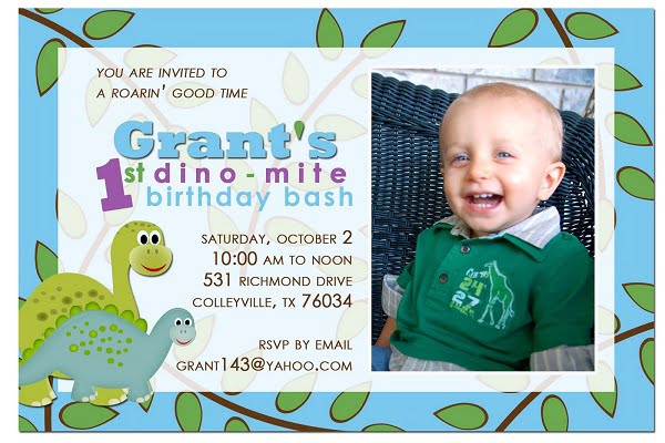 Dino mite dinosaur birthday party invitations