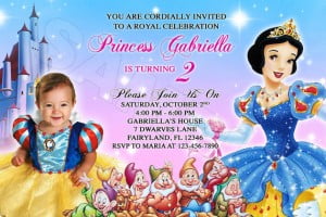Disney princess snow white birthday invitations