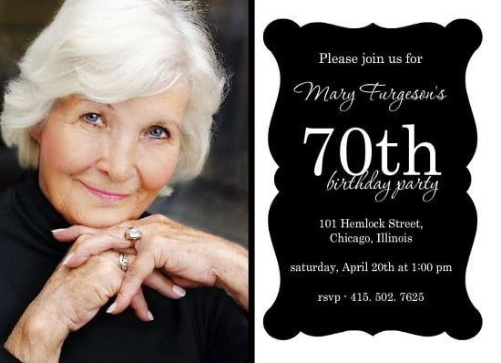 Elegant 70th birthday party invitations