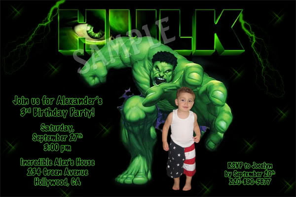 Incredible hulk birthday card invitations ideas