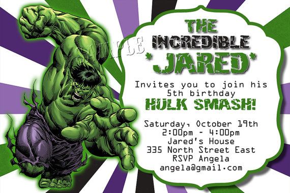 Incredible hulk birthday invitations ideas wording