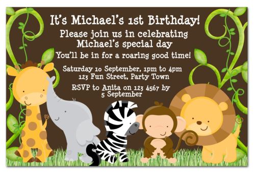 Jungle safari birthday invitations