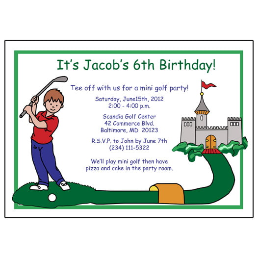 Mini golf birthday invitations