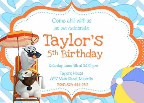 Olaf frozen snowman birthday invitations ideas