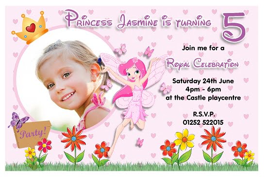 Princess fairy birthday invitations