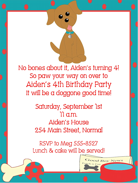 Puppy dog birthday invitations