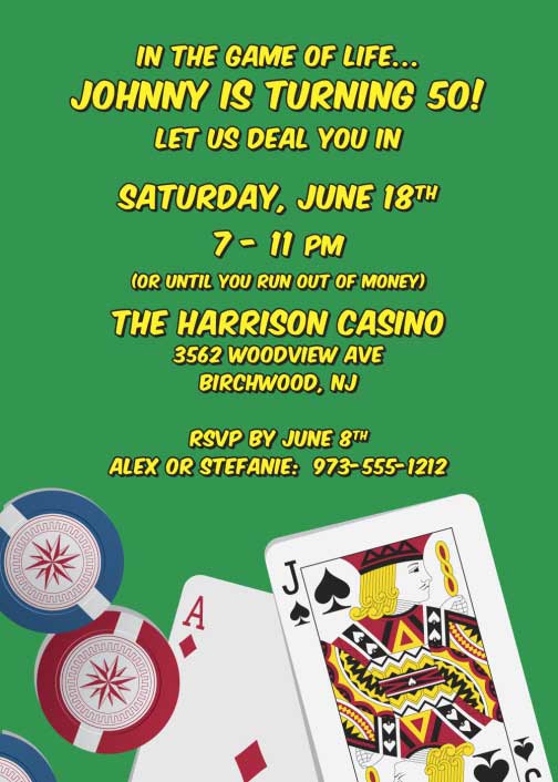 casino birthday party invitation