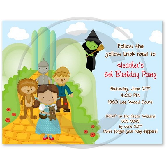 Simple wizard of oz birthday party invitations ideas