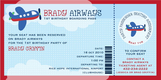 airplane first birthday invitations
