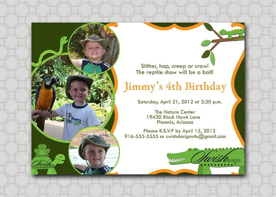 alligator 4th birthday invitations