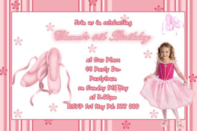 ballerina birthday invitations with photos