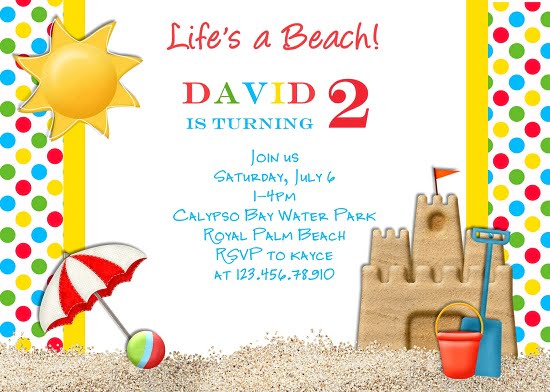beach 2nd birthday invitations