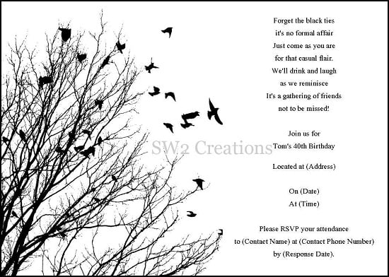 black and white birthday invitations template