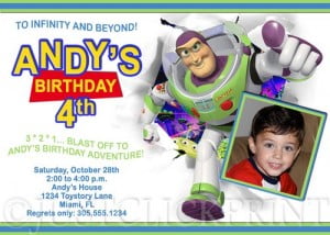 buzz lightyear custom photo birthday invitations ideas