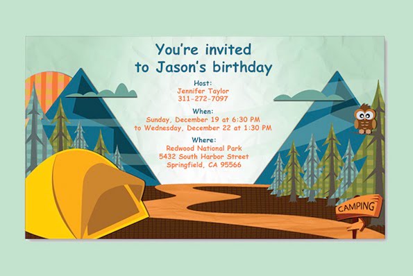camping birthday party invitations for boys