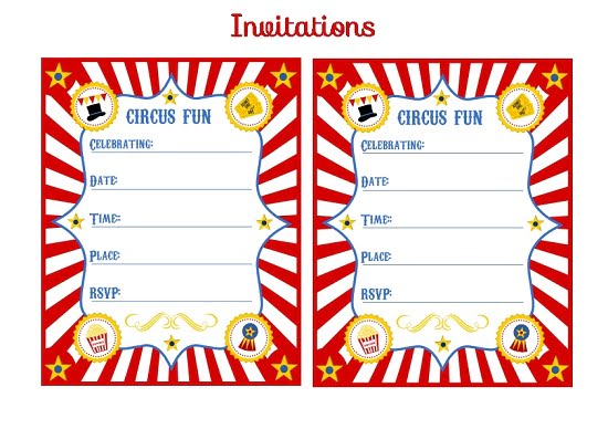 circus birthday party invitations free printable
