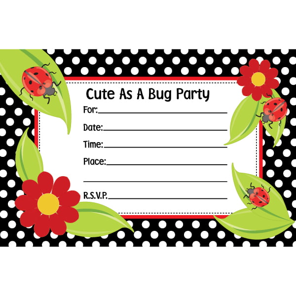 free printable cute ladybug birthday invitations
