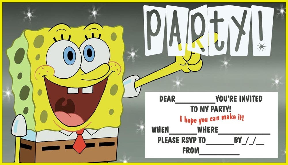 free printable spongebob birthday invitations ideas