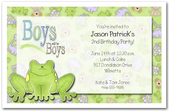 frog birthday invitations boys