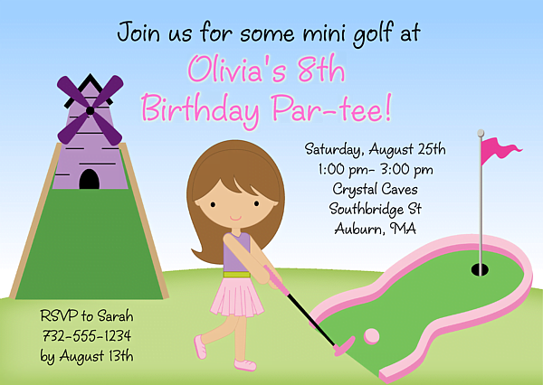 golf birthday invitations girls