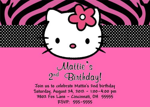 hello kitty birthday party invitations without photo