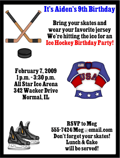 Hockey Invitation Wording 2