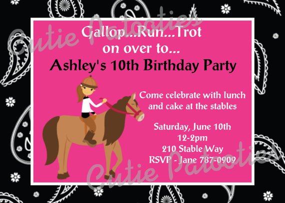 horse birthday invitations free printable